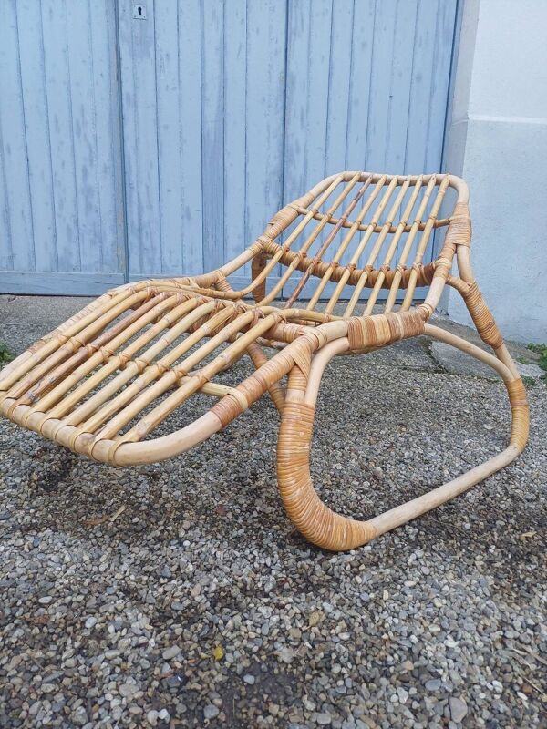 Fauteuil,  chaise longue rotin Ikea vintage