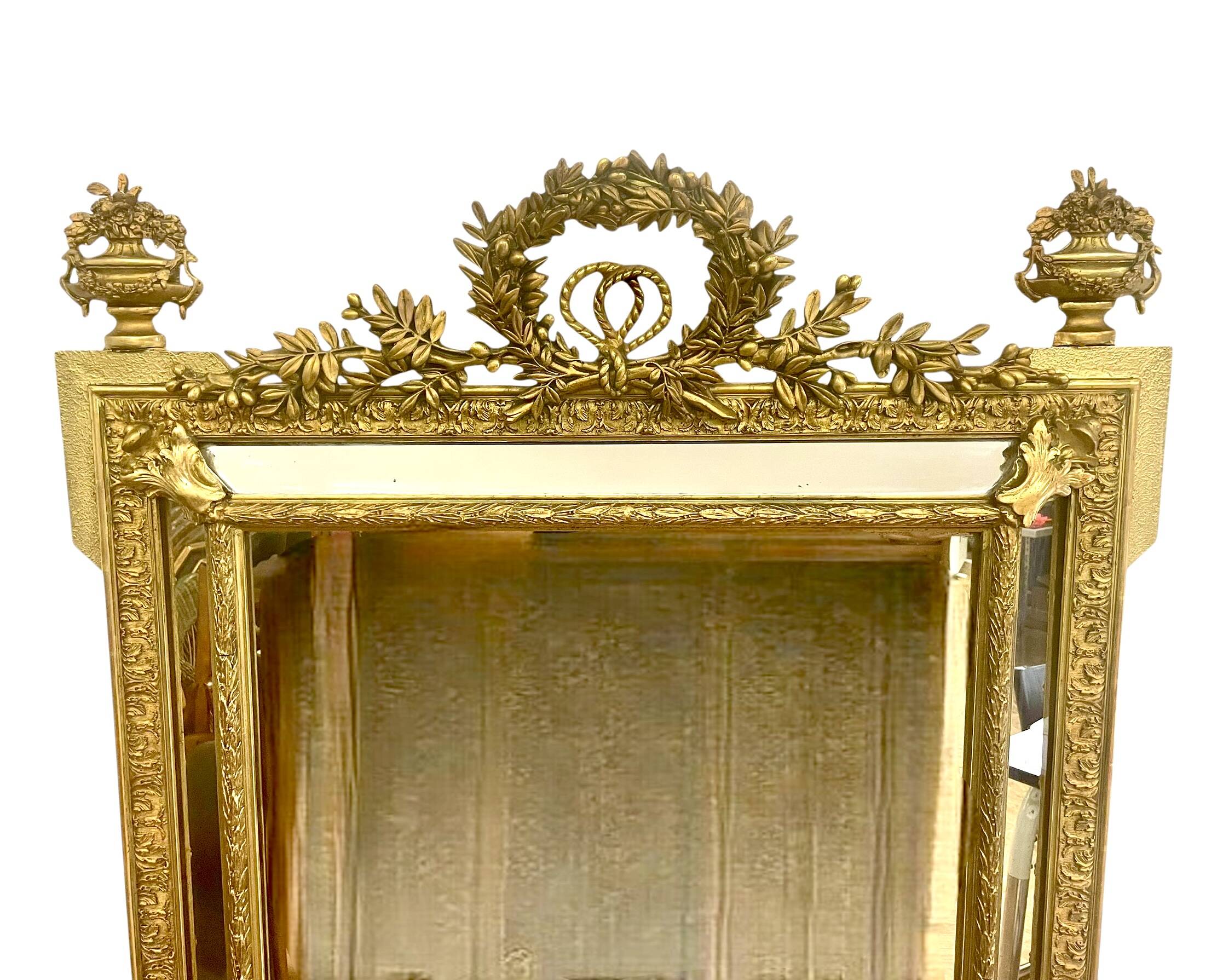 Louis XVI style gilded wood mirror