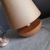 Table lamp blond wood and ecru fabric