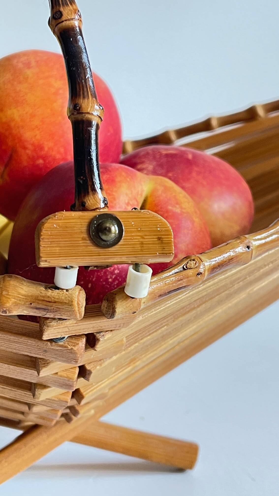 VINTAGE Wooden and Bamboo Fruit CUT BASKET