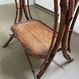 Table d'appoint antique en bambou et jonc de mer