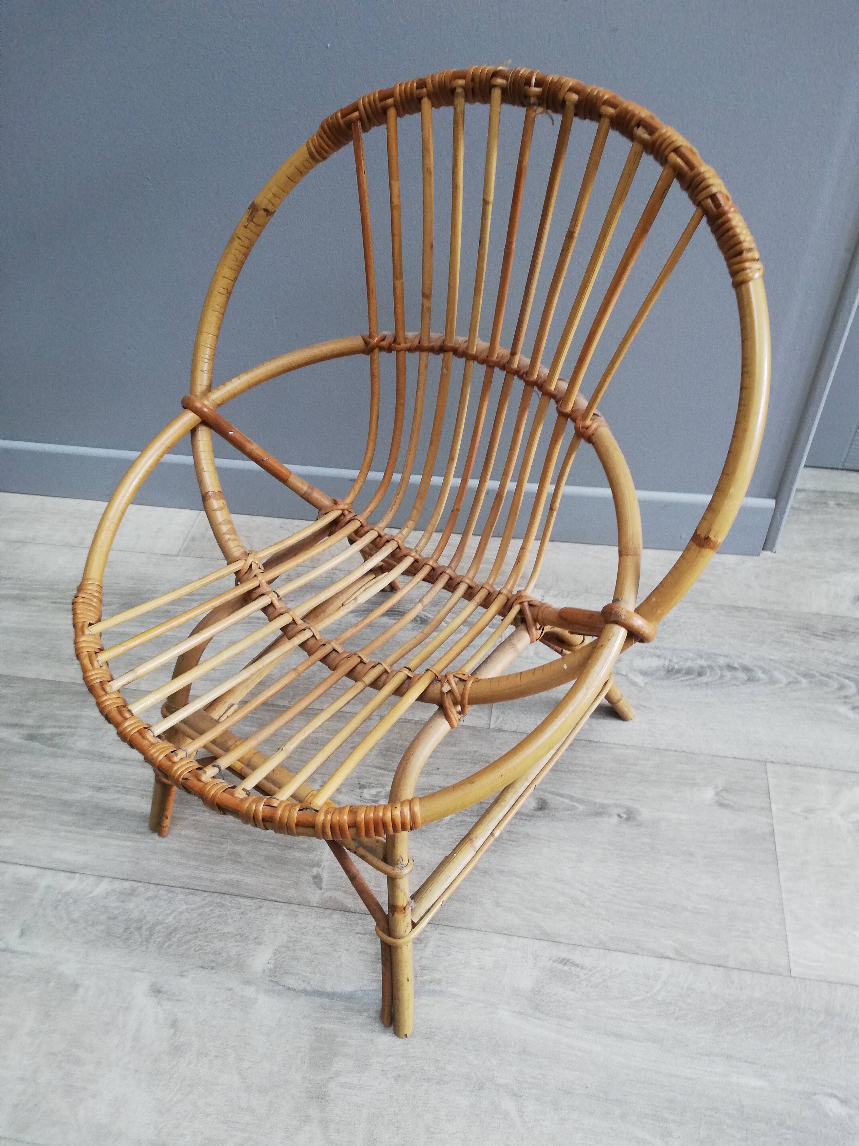 Bamboo rattan child armchair