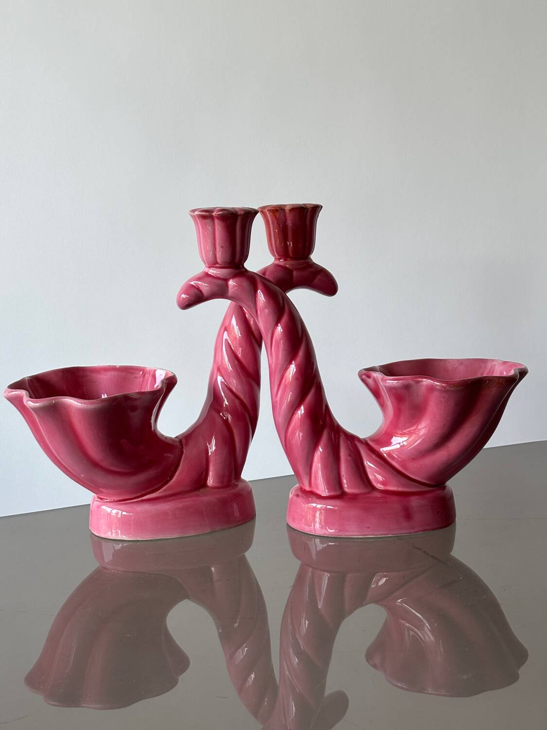 2 vintage Vallauris candlesticks