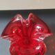 Murano Ashtray/Tray. Organic floral shape. Ruby red, 14cm.