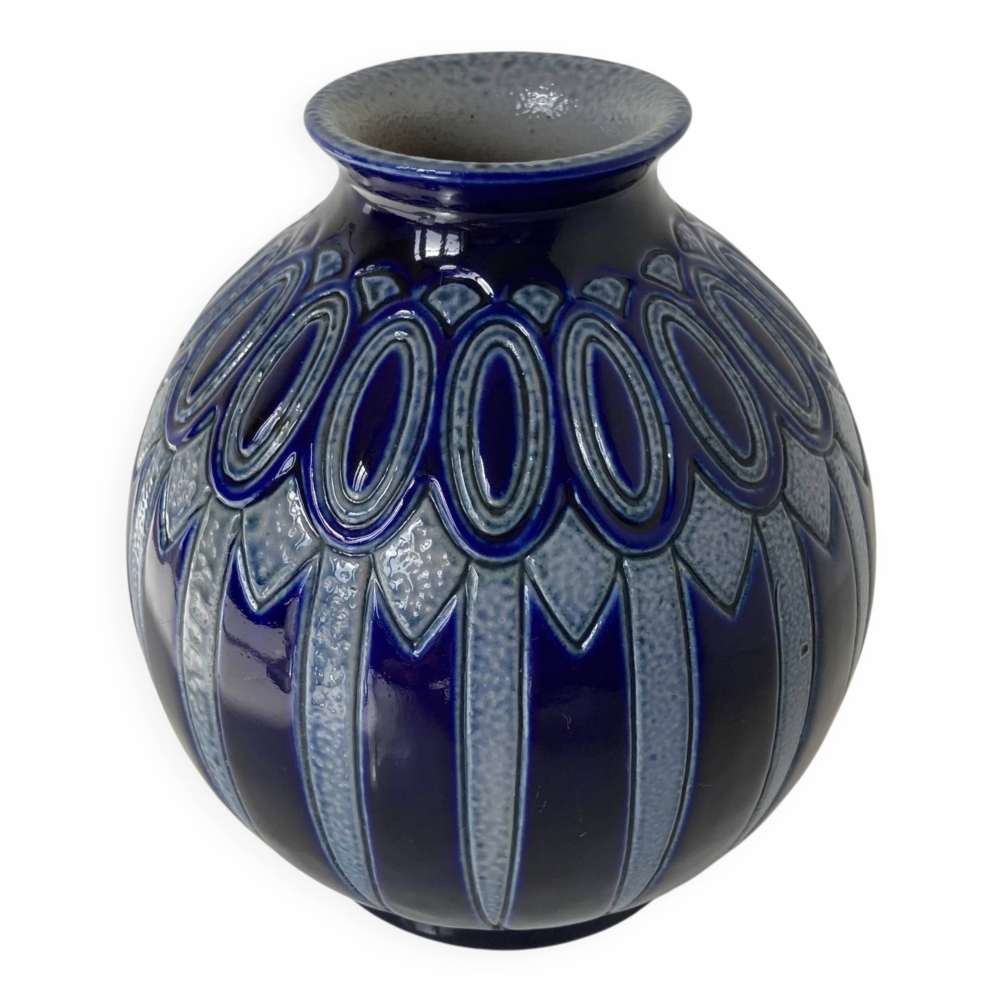 Vase boule d’époque Art Déco en grès d’Alsace par Hubert Krumeich-Remmy