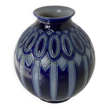 Vase boule d’époque Art Déco en grès d’Alsace par Hubert Krumeich-Remmy