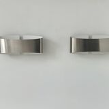 Pair of vintage wall lights, brushed metal, France, 1980