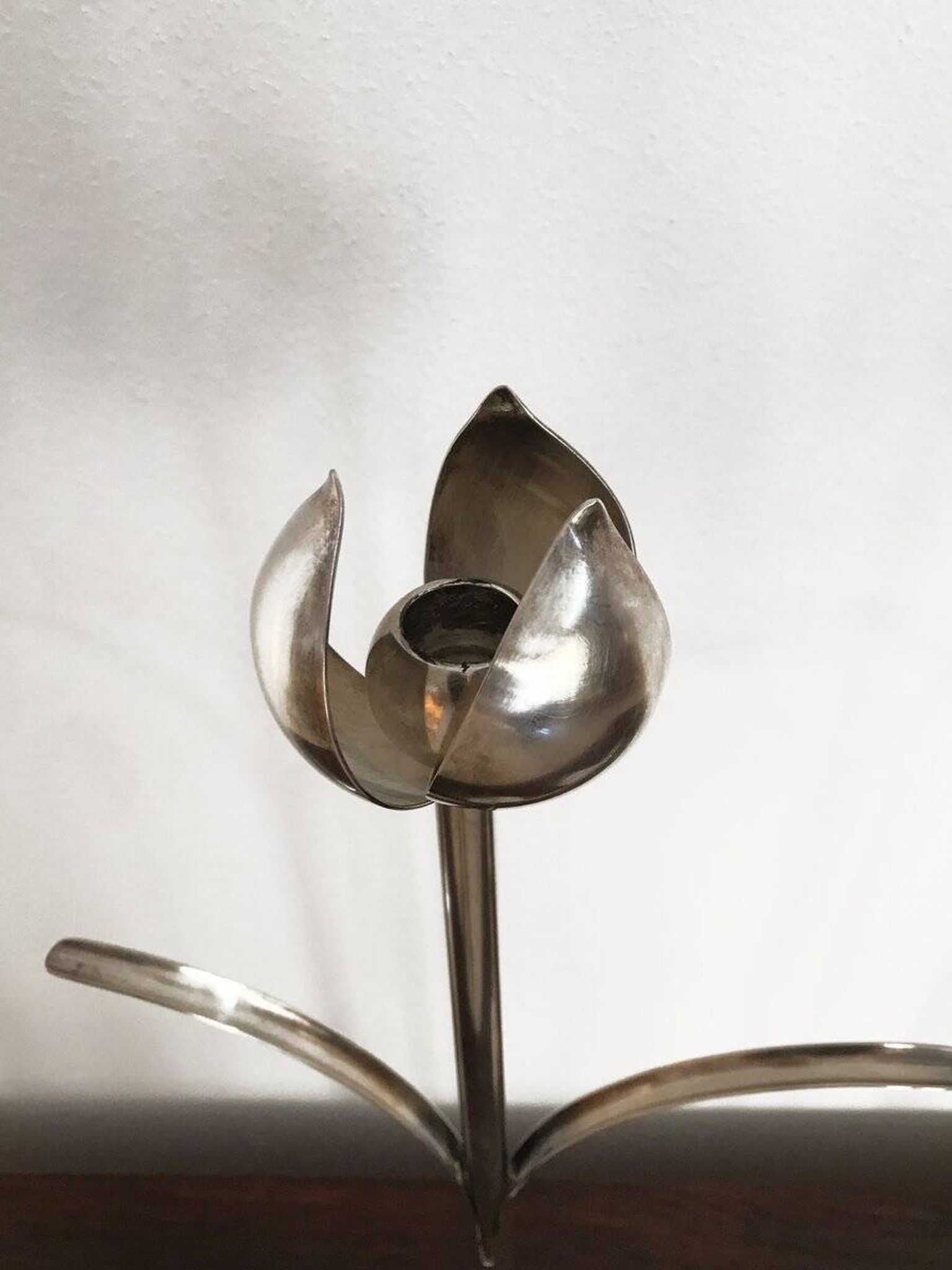 Italian Candleholders in Silver Metal from Mesa, 1970s, Set of 2