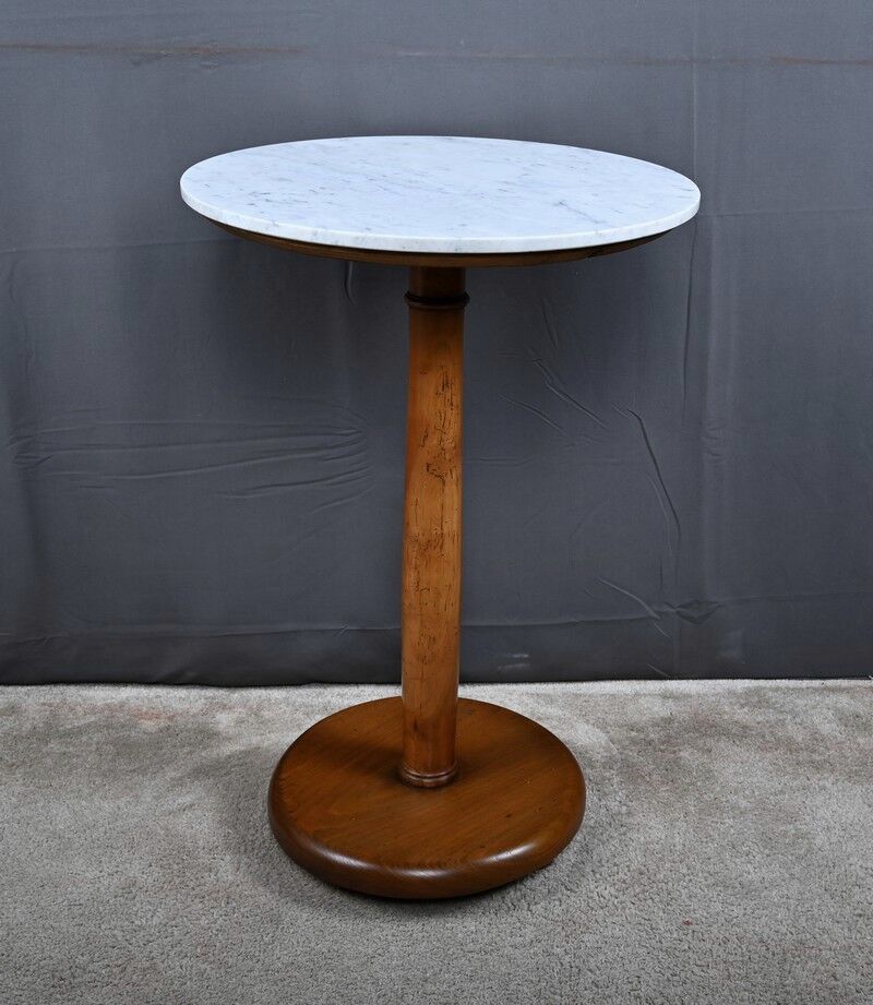 Walnut and marble gueridon, Restoration style – early 20th century