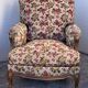 Antique Louis XV style shepherdess armchair in floral flocked fabric