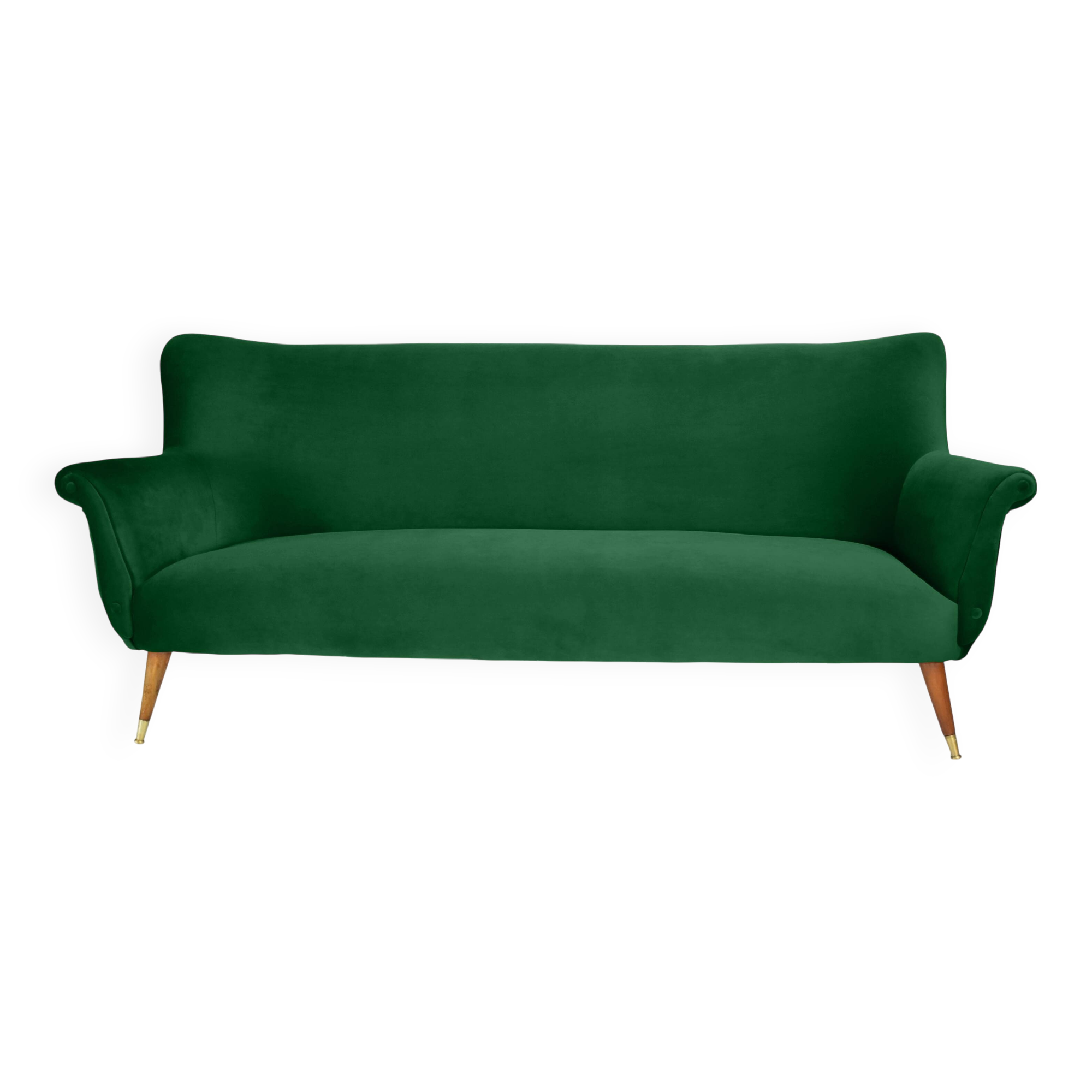 Canapé après rénovation, années 60, vert bouteille