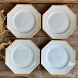 4 Sarreguemines octagonal beaded plates