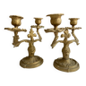 Candlesticks 2 branches bronze