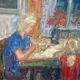 Original mid-century Swedish oil on canvas – “Family” by Eric With – vintage & framed – 75 × 91 cm (29.5" × 35.8")