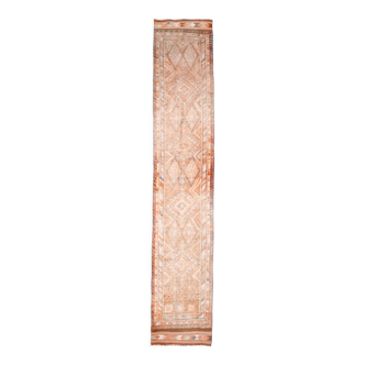 Pale orange herki runner rug 74x392cm