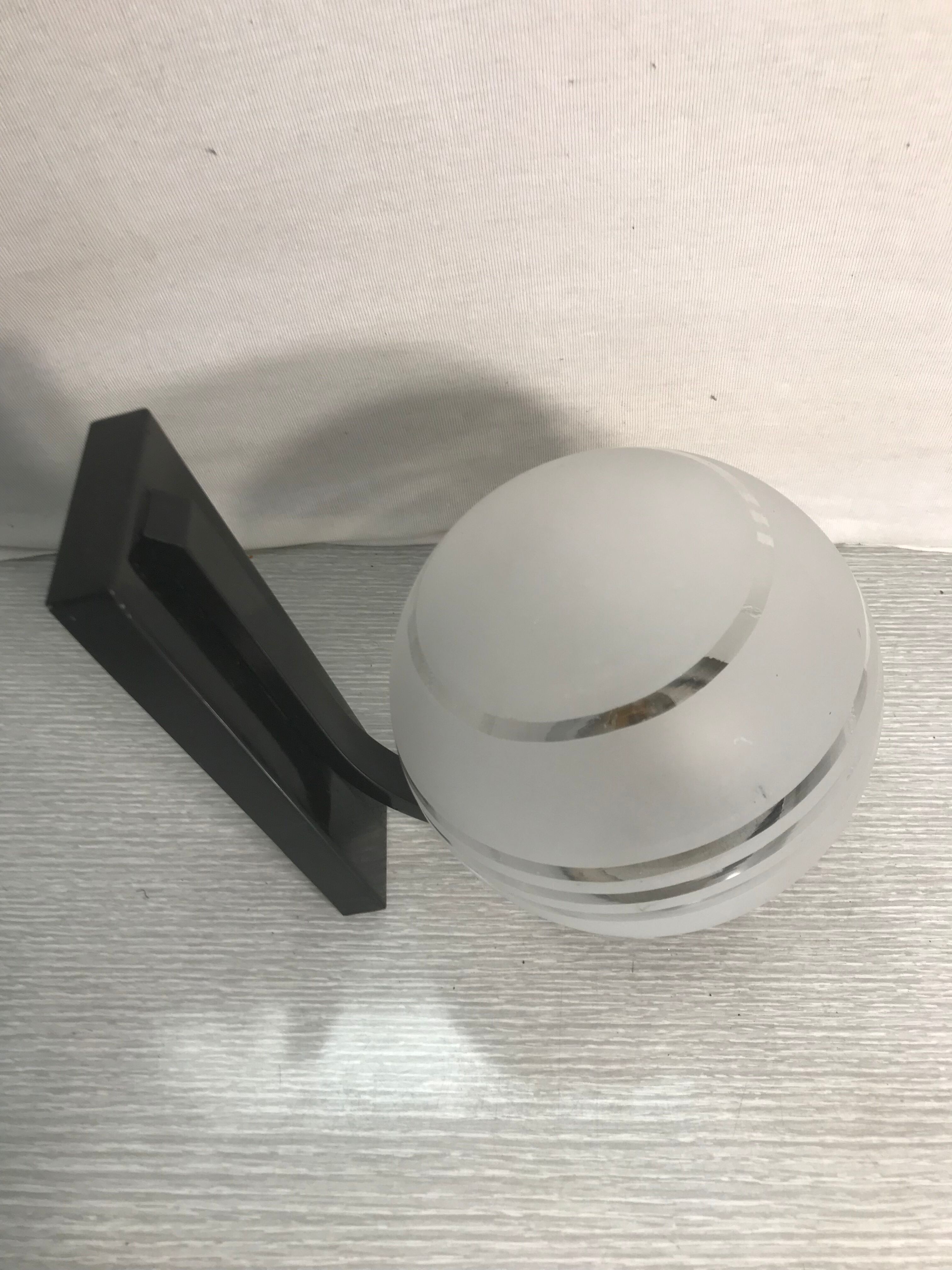 Vintage wall sconce ball-shaped glass reflector and black metal sconce