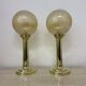 Set of 2 large globe glass table lamps , 1970s