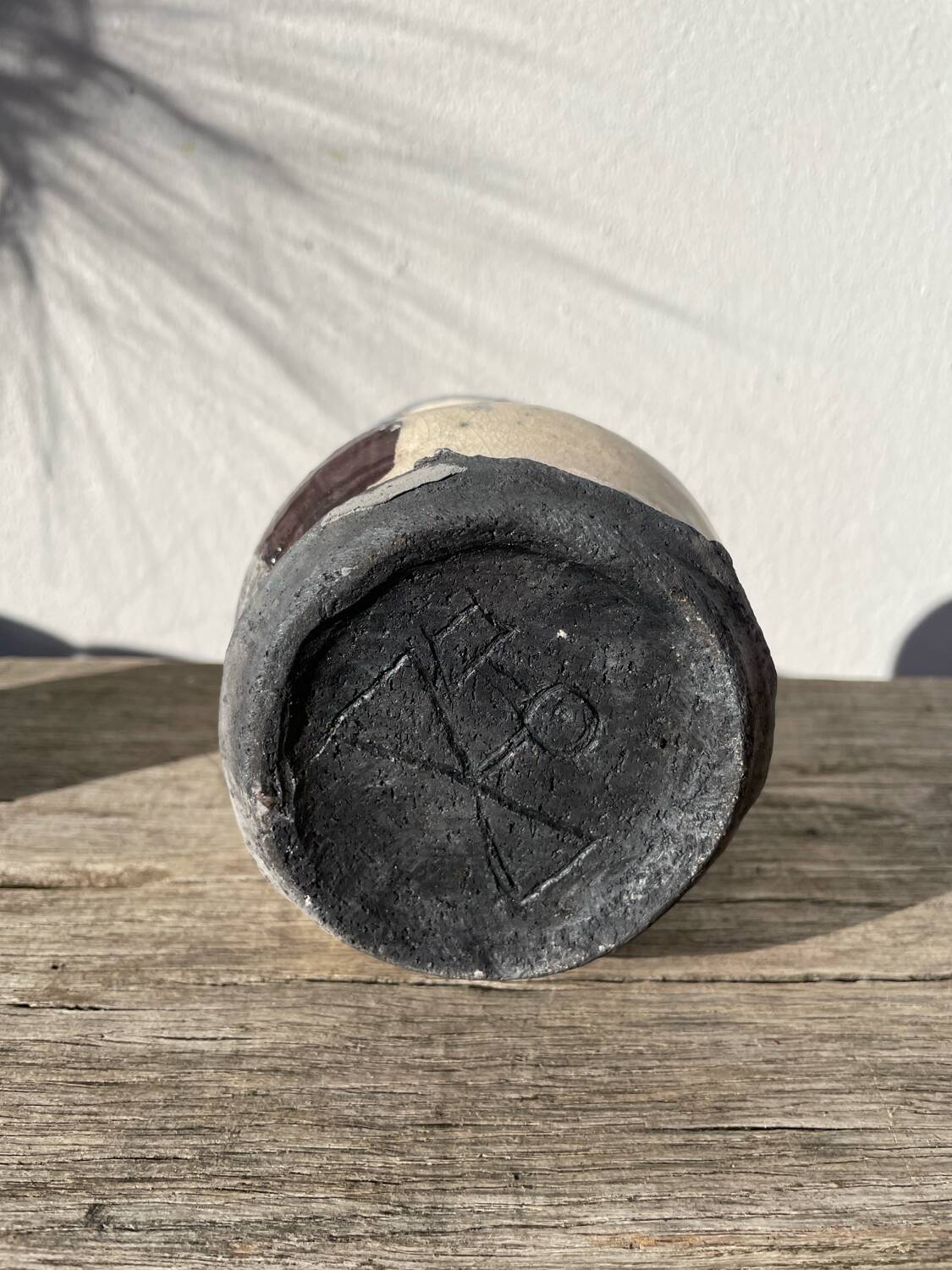 Vase en raku / céramique signée / poterie fait main
