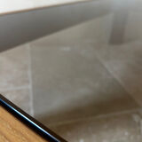 Wood and smoked glass coffee table