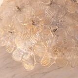 Murano Ceiling Light Gold and Traspare Flower by Seguso for Venini, Italy, 1960s