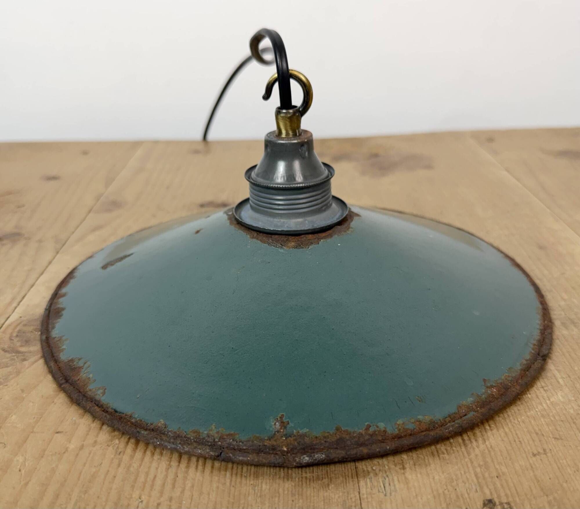 Industrial Green Enamel Light, 1950s
