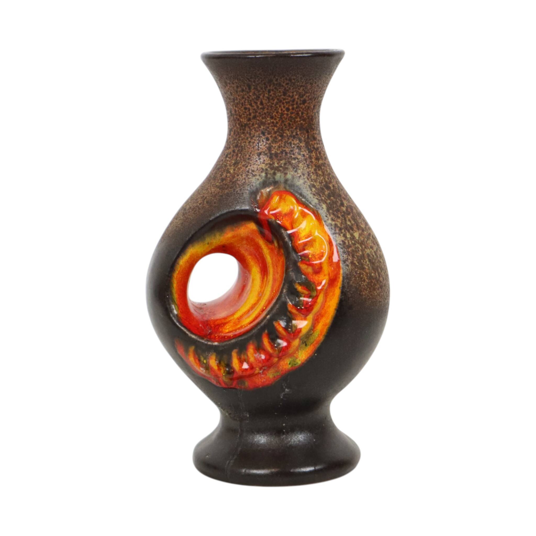 Rare Orange Fat Lava Vase West Germany Walter Gerhards 26cm