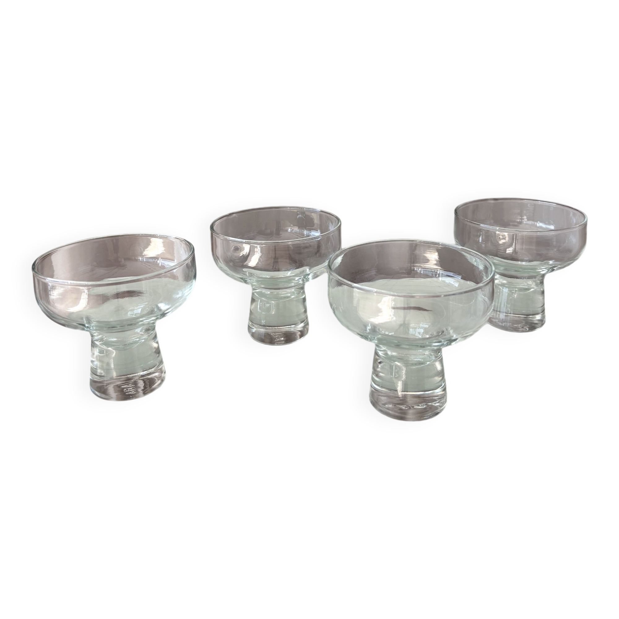 Set of 4 Vintage Aral Champagne Cocktail Glasses / Dessert Coupes