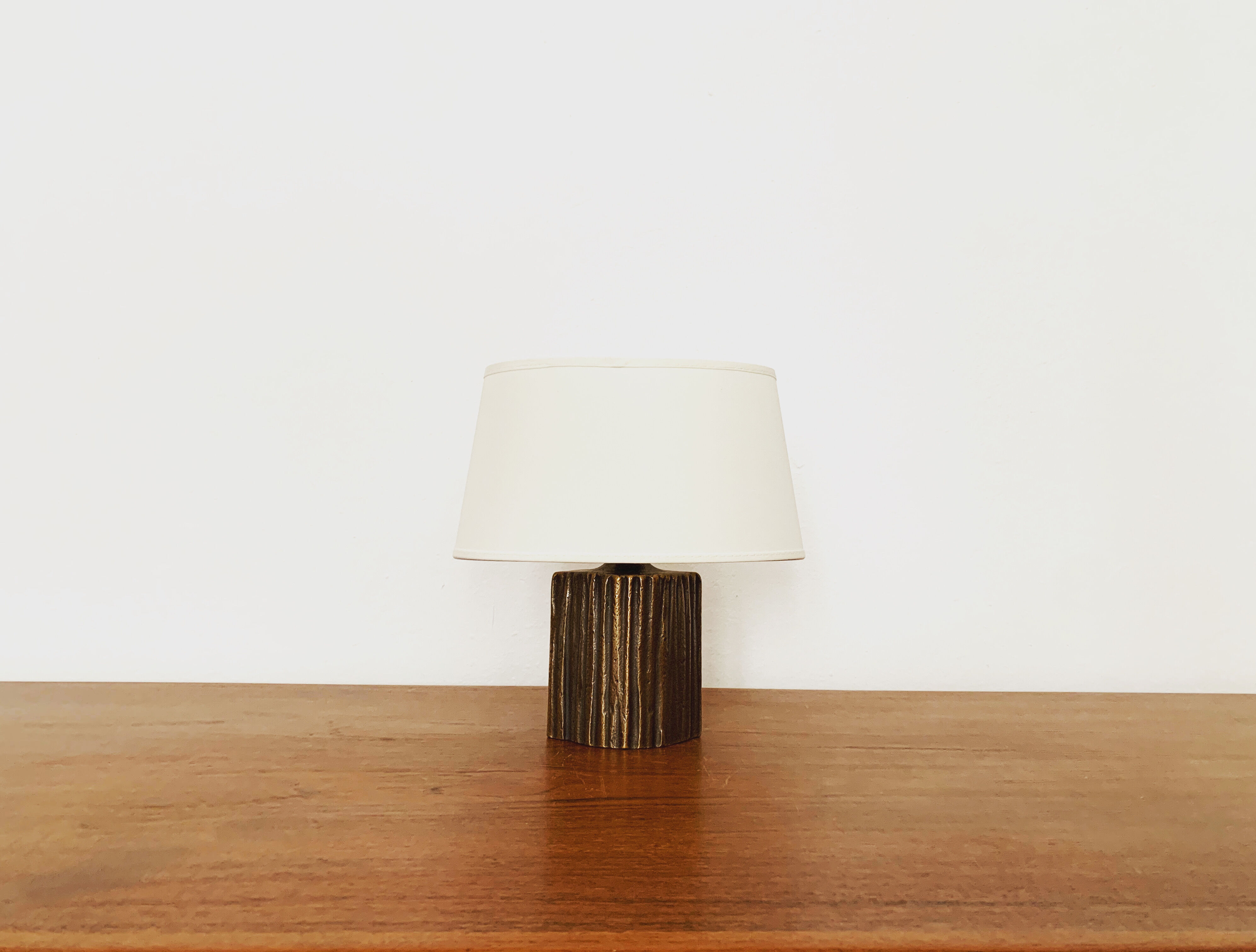 Brutalist brass table lamp