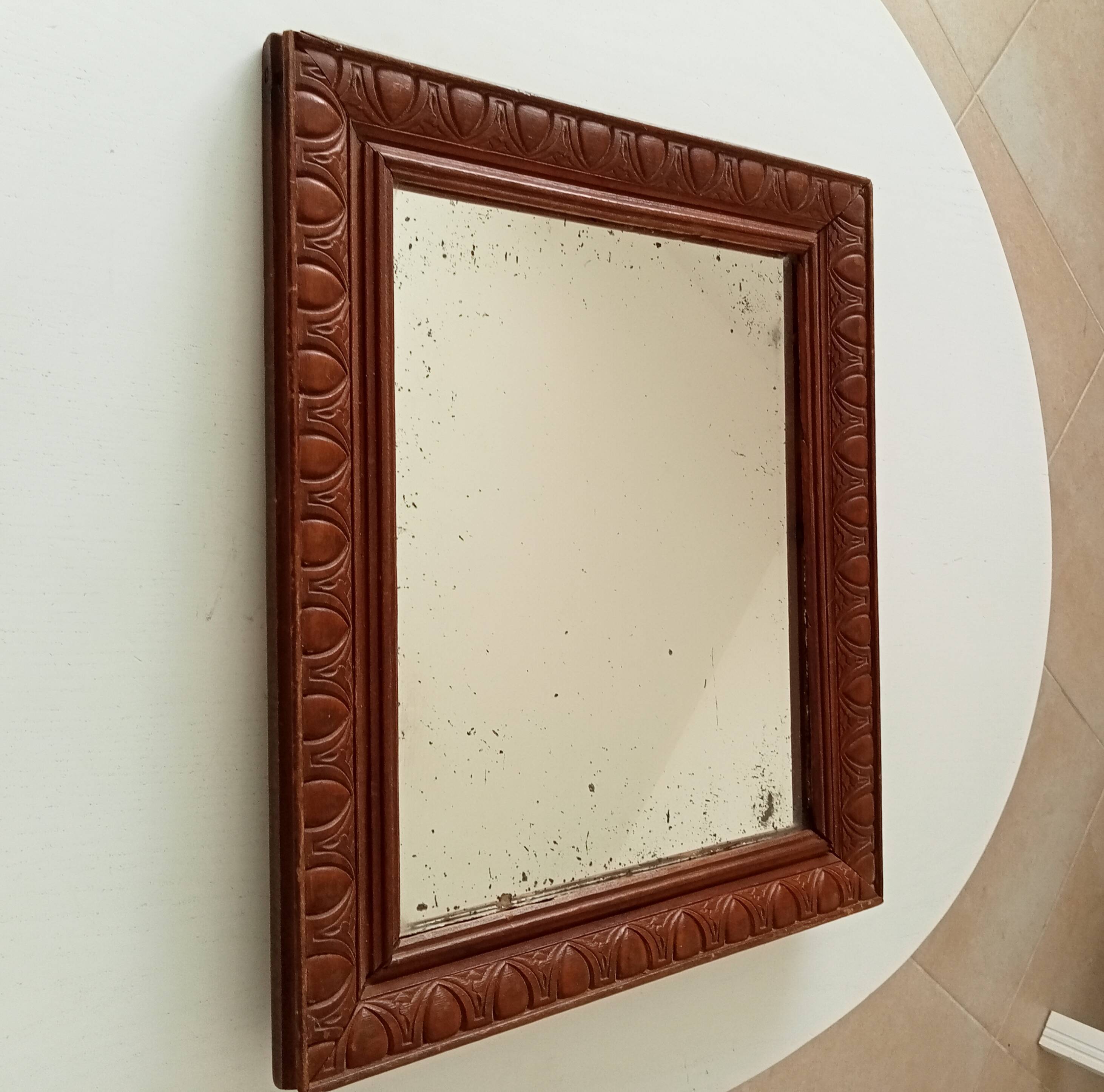 Old carved wooden mirror 38*32cm