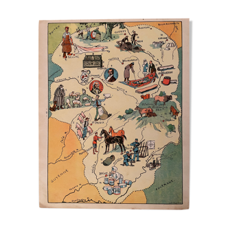 Old illustrated map of the Limousin - JP Pinchon