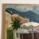Beach scene with umbrellas, oil on cardboard 1960