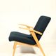 Fauteuil vintage Couleur Bleu Marine Bois Clair Design Midcentury