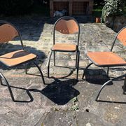 Set of 3 vintage metal and wood chairs – Industrial design