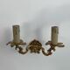 Pair of antique wall lamps in gilded metal - two lights - early XXth
