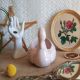 Cache pot en forme de cygne nacré rose sia vintage