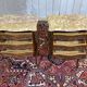 Pair of bedside tables in Louis XV style made of rosewood, oak, and marble top.
