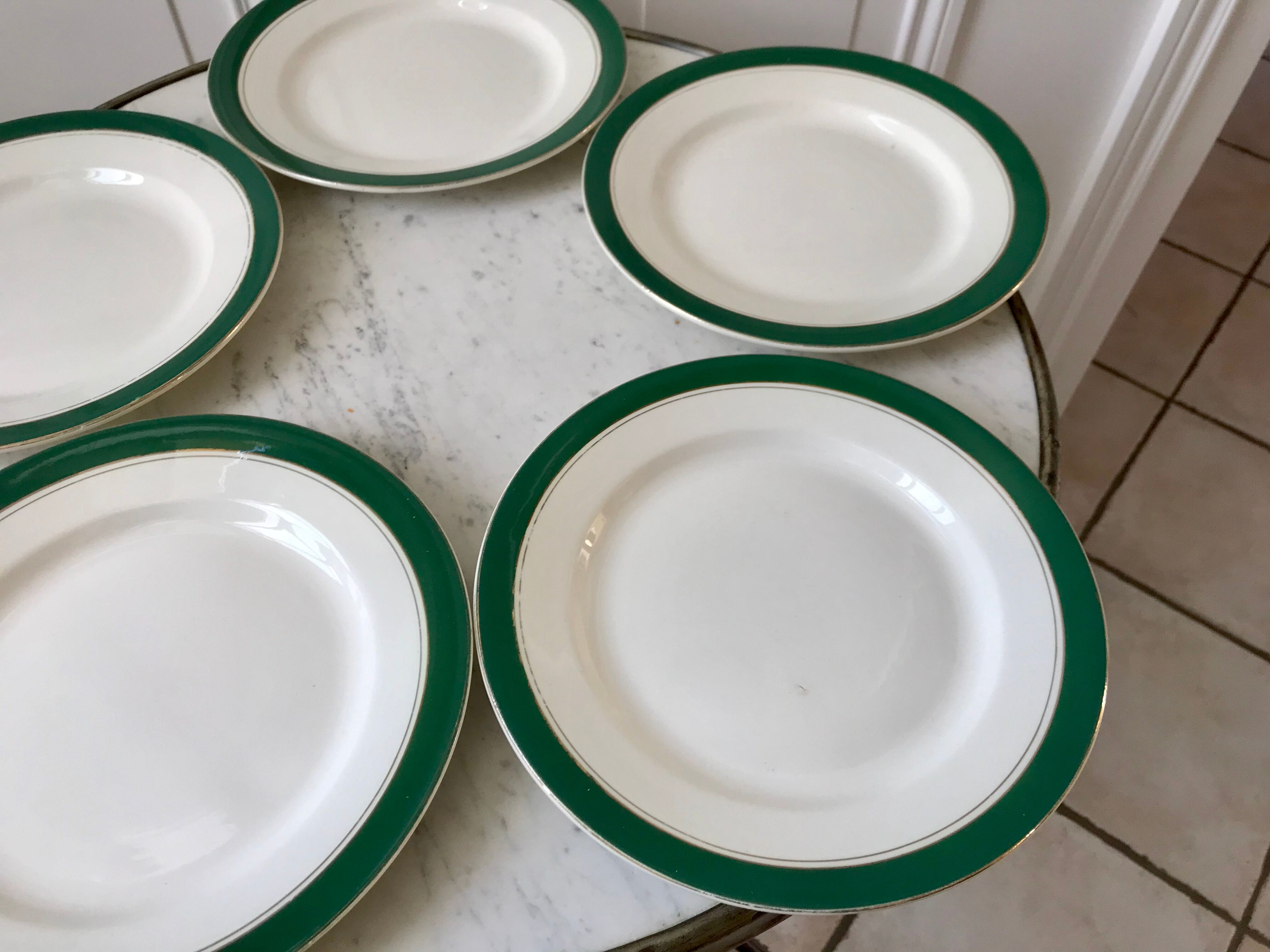 Set of 5 flat plates Digoin Sarreguemines model "Savoie" years 50-60