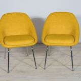 Fauteuils chrome et tissu, années 1960