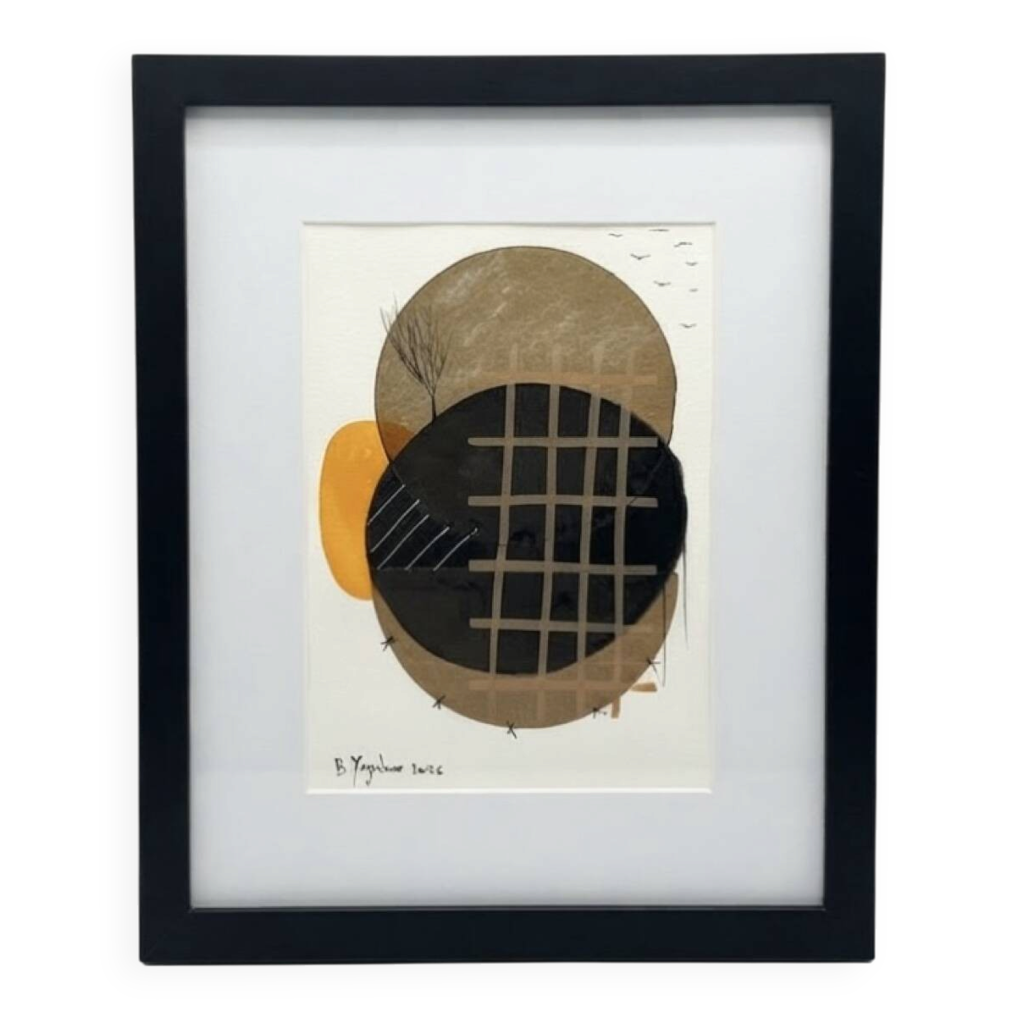 Œuvre originale abstraite encadrée – Composition contemporaine