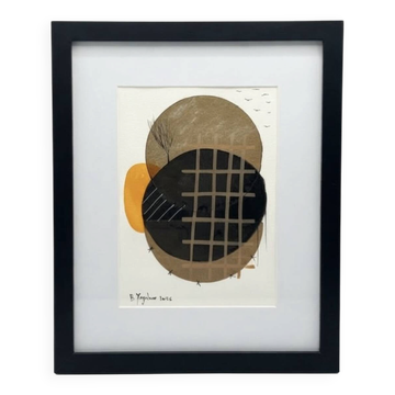 Œuvre originale abstraite encadrée – Composition contemporaine