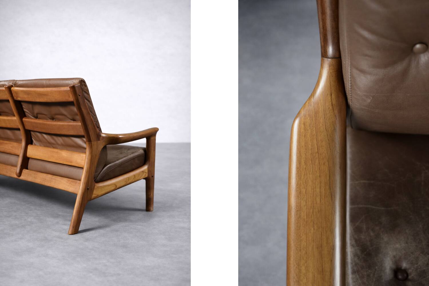 Vintage Mid-Century Danish Modern 3-Seater Brown Leather Sofa by Georg Thams