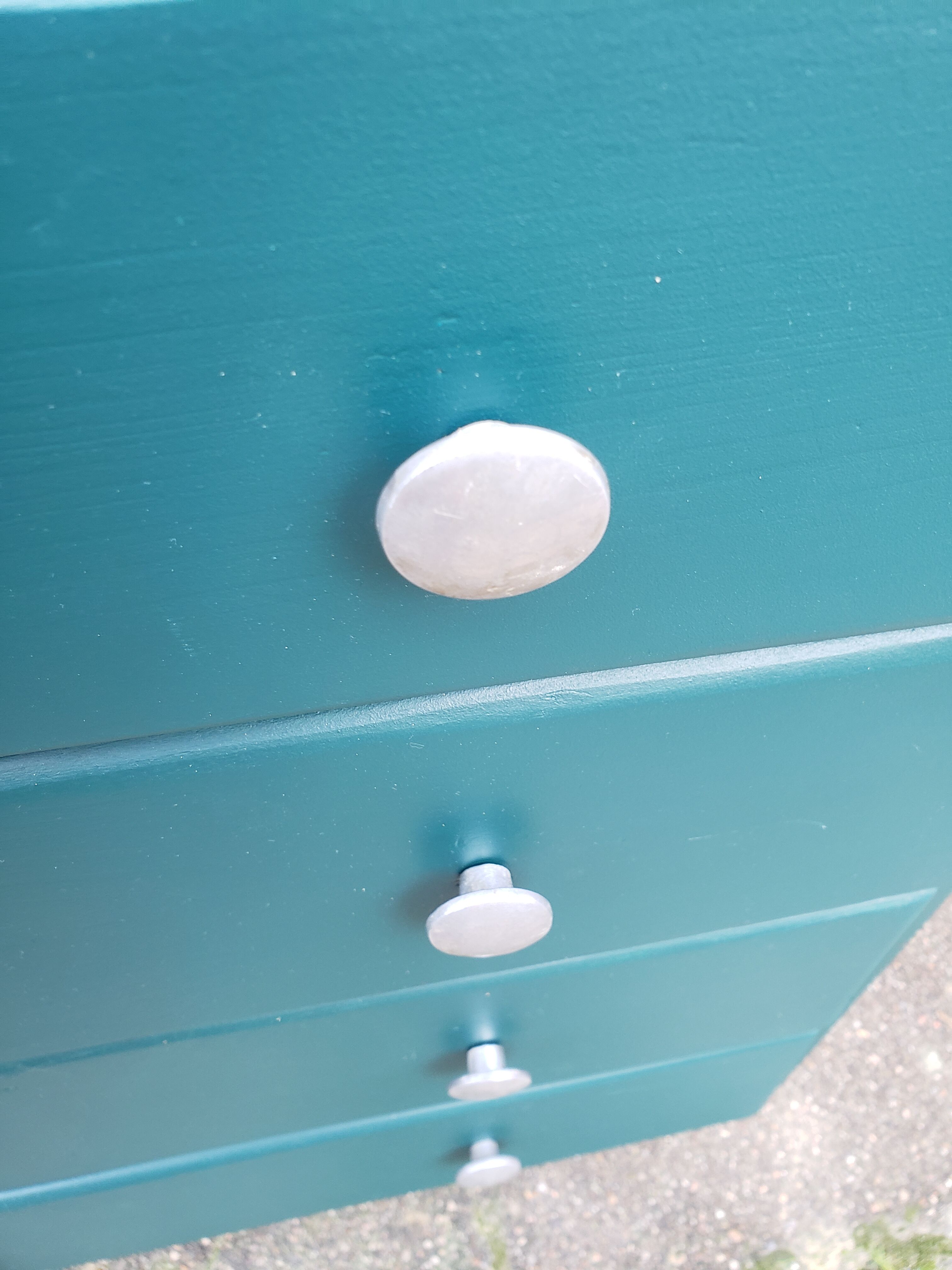 Deep turquoise and wood vintage dresser