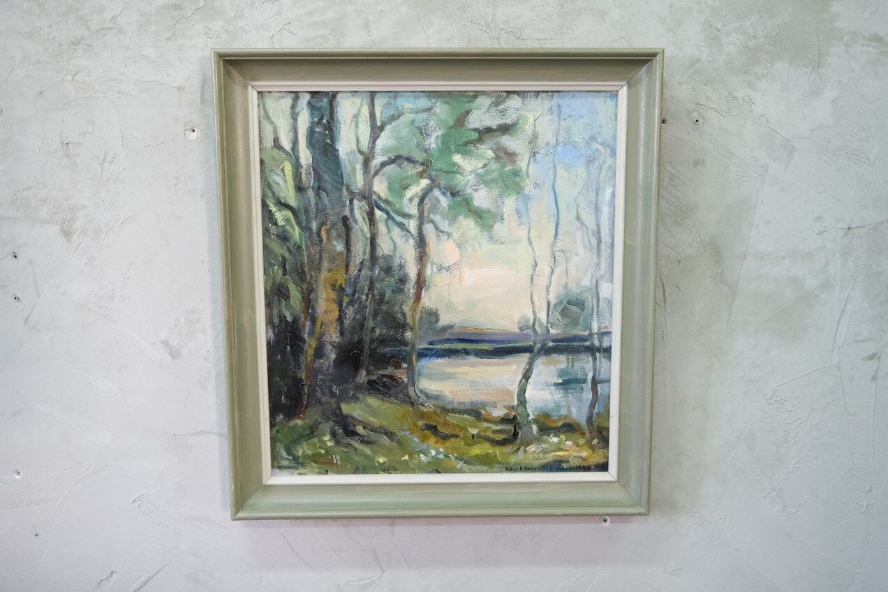 Astri Ekengren-Larsson, Swedish Modern Landscape, 1960s, Oil on Panel, Framed
