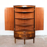Compact danish corner cabinet in rosewood