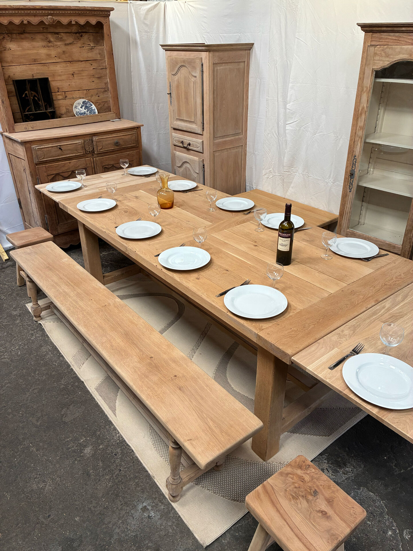 Table de ferme en chêne massif avec rallonges