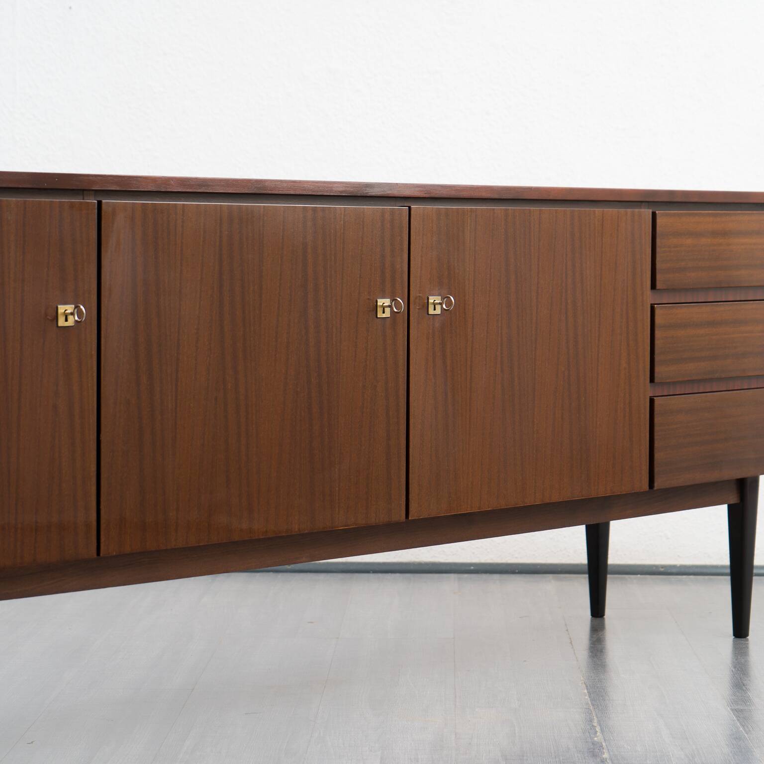 Vintage enfilade, dark walnut, restored, 220cm