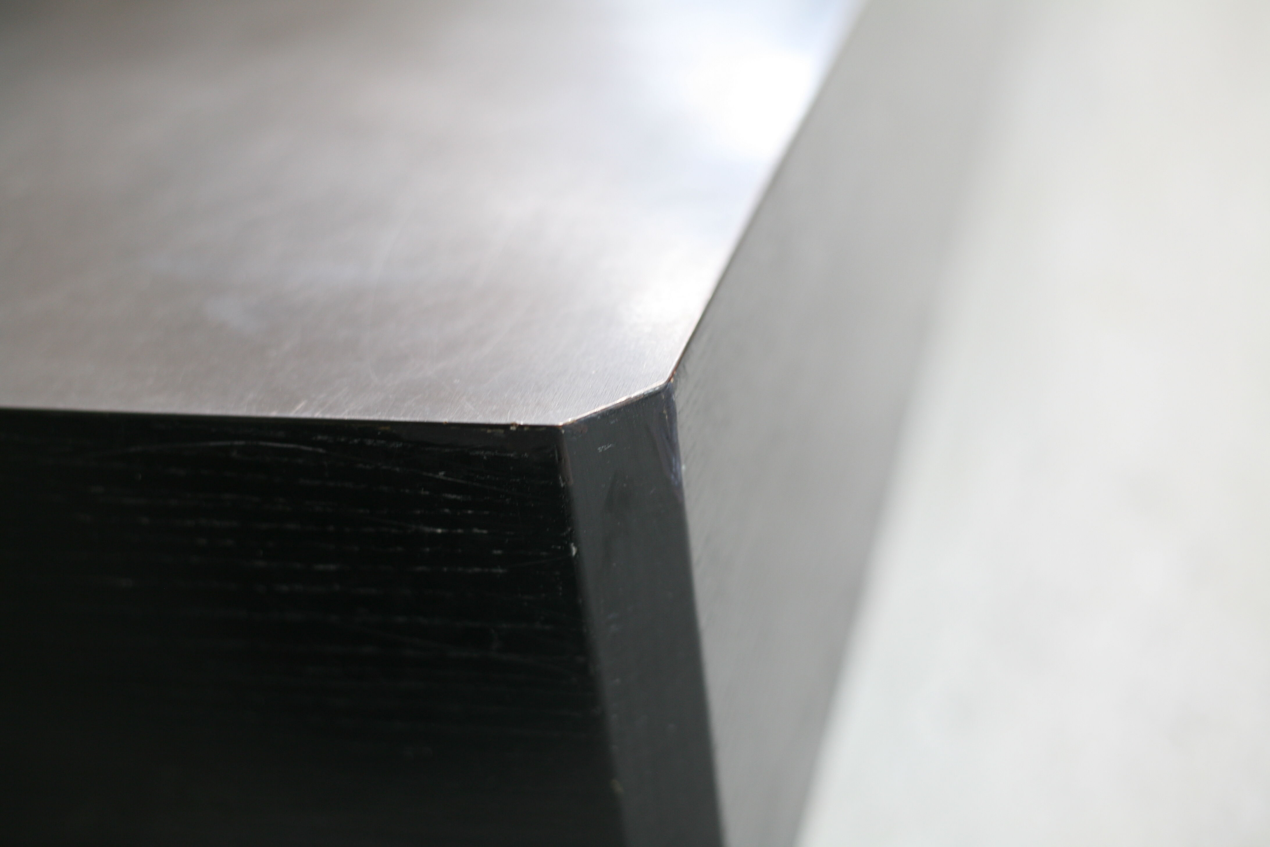 Coffee table "Space Age", wood, aluminum veneer, France, circa 1970