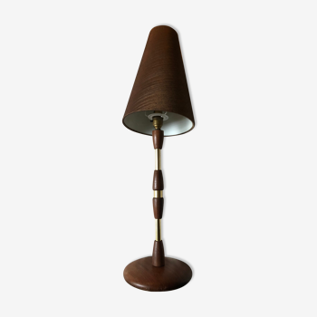 Teak and brass table lamp 60s