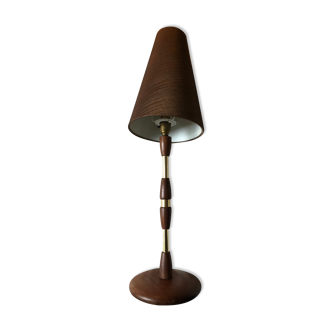 Teak and brass table lamp 60s