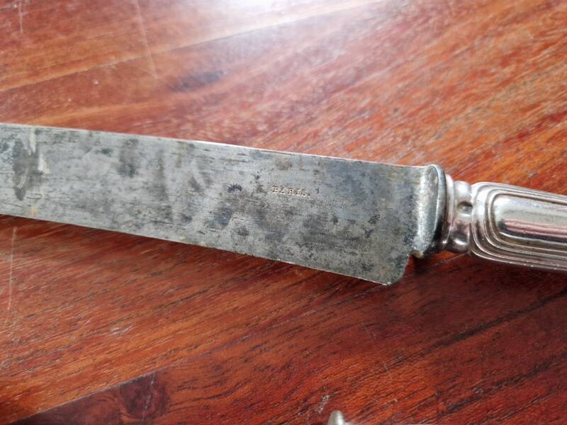 Service carving set with hollow silver handle - Spatours model